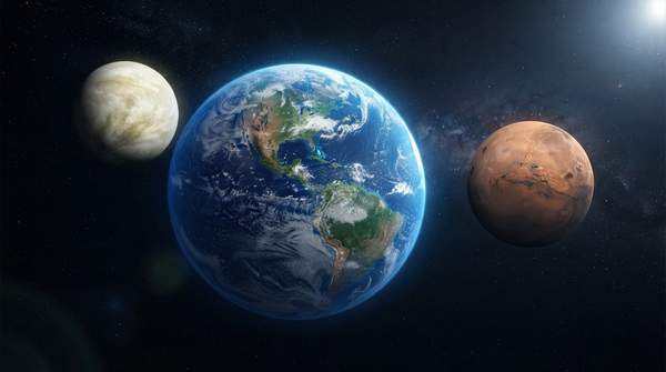 Editorial illustration for Beyond the Goldilocks Zone: Why Earth Thrives While Mars and Venus Failed